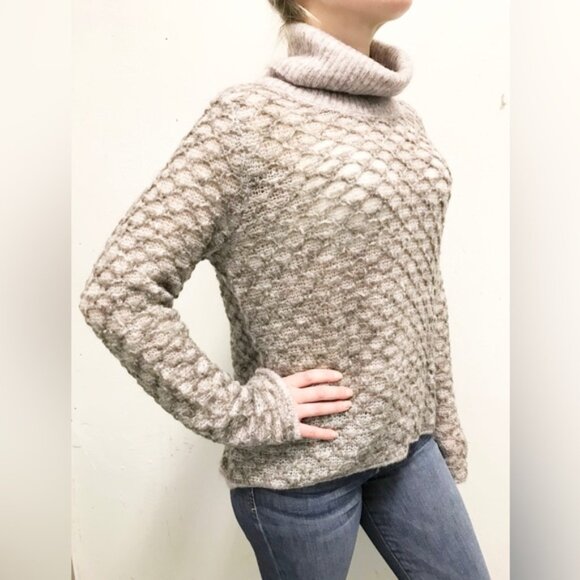 Revolve One Grey Day Lita Mohair Wool Turtleneck Sweater Coffee Size Small - Picture 7 of 16